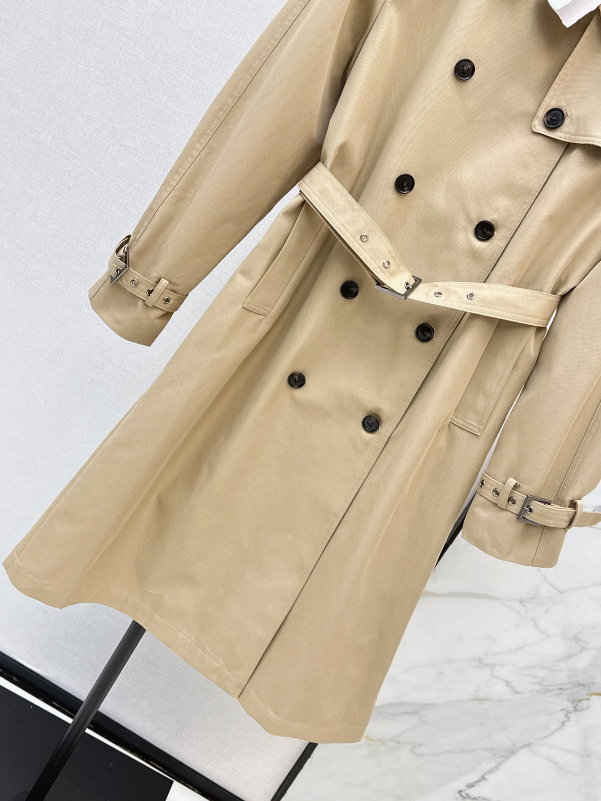 26Latest Autumn/Winter Long Trench Coat with Houndstooth Lining