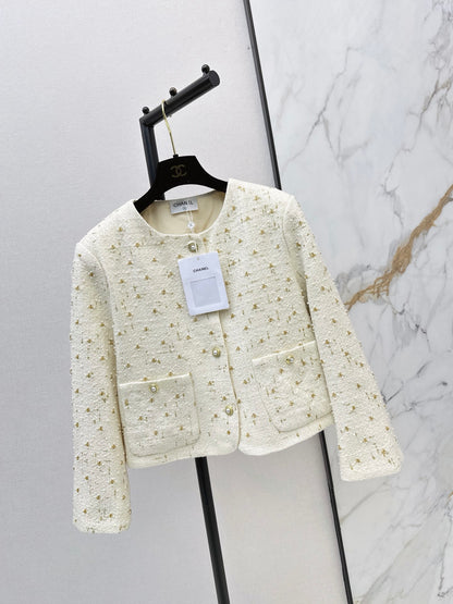 26New Autumn/Winter Hand-Beaded Crew-Neck Knit Jacket