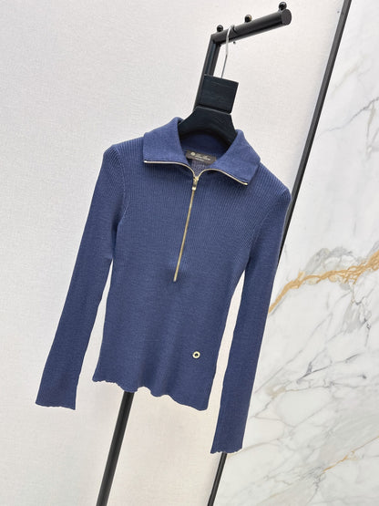 26Latest Autumn/Winter Half-Placket Wool Knit Top