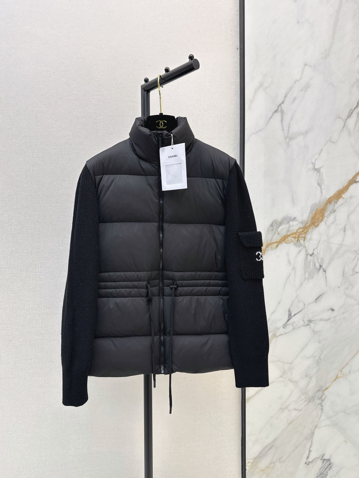 26 Fall/Winter Latest Wool Sleeve Patch Drawstring Down Jacket