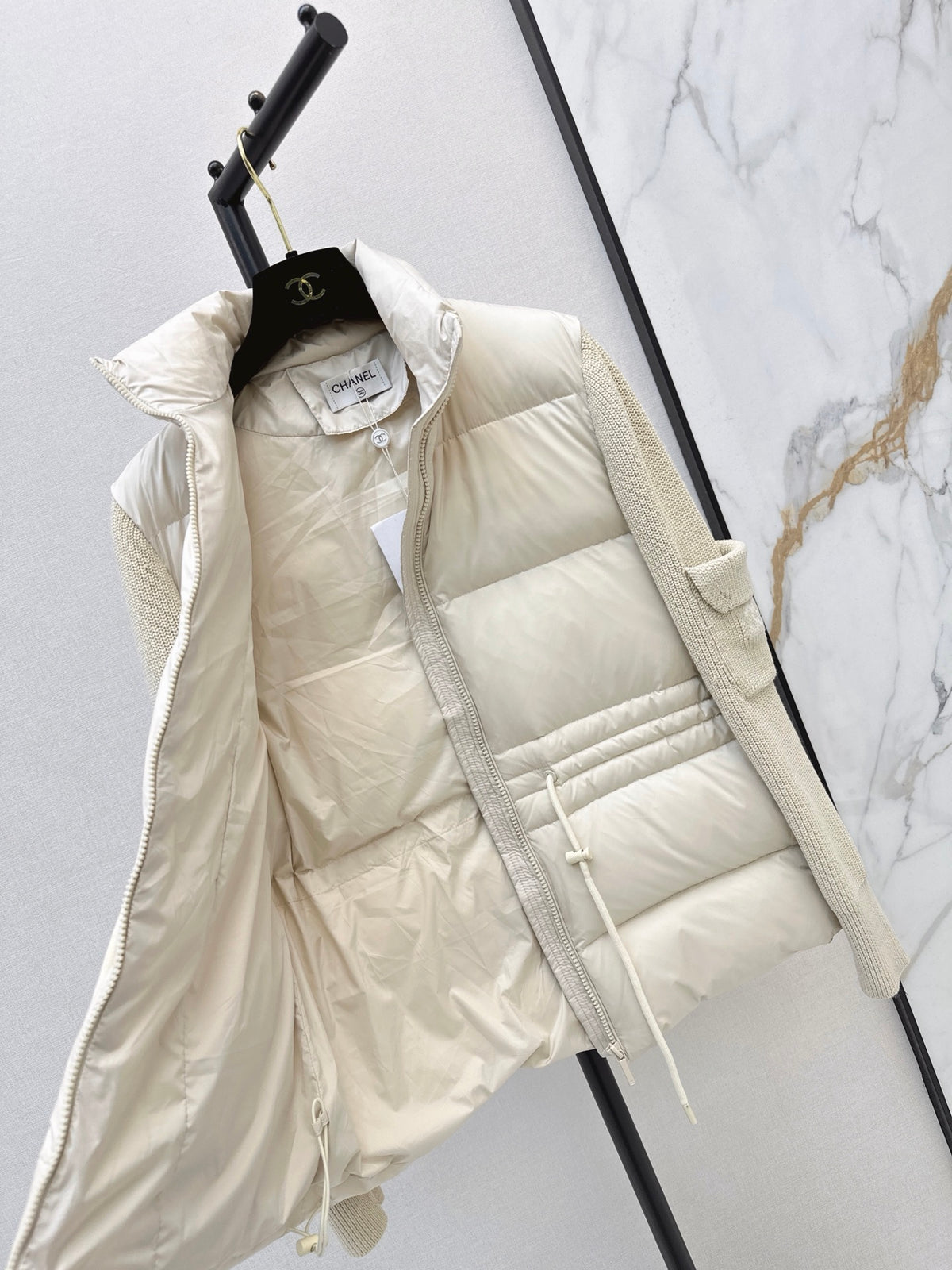 26 Fall/Winter Latest Wool Sleeve Patch Drawstring Down Jacket