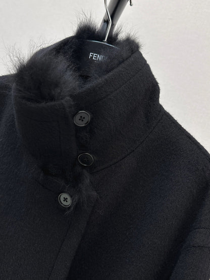 26 Fall/Winter New Fox Fur Collar Double-Faced Wool Long Coat