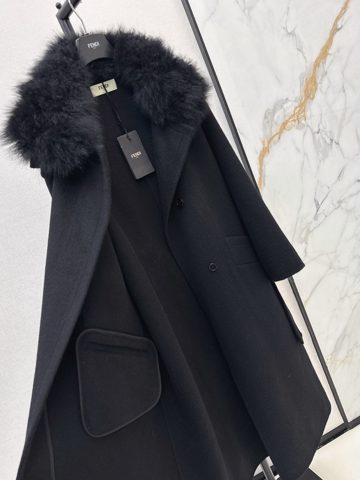26 Fall/Winter New Fox Fur Collar Double-Faced Wool Long Coat