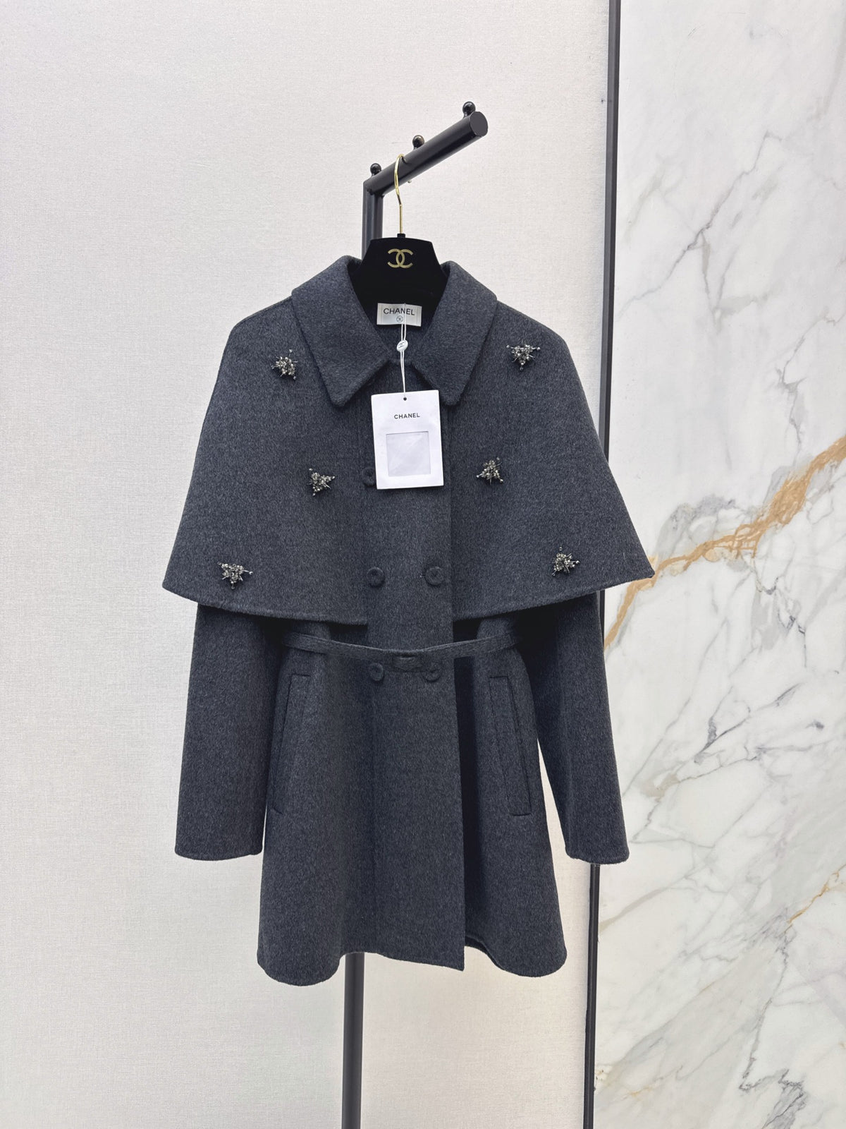 26 Fall/Winter New Double-Layer Faux Two-Piece Cape Double-Sided Wool Coat