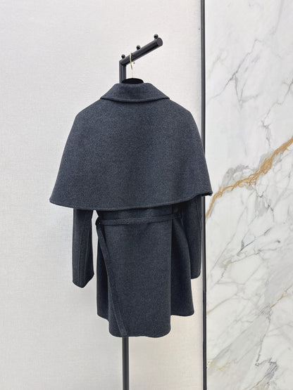 26 Fall/Winter New Double-Layer Faux Two-Piece Cape Double-Sided Wool Coat