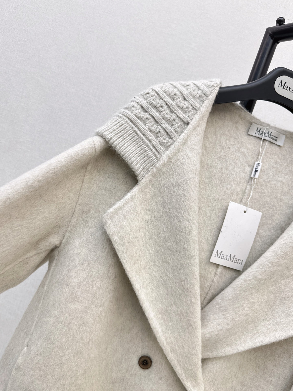 26 Fall/Winter New Knit Patchwork Mid-Length Hooded Wool Double-Faced Coat