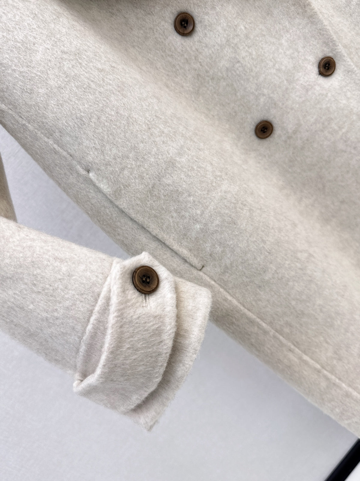 26 Fall/Winter New Knit Patchwork Mid-Length Hooded Wool Double-Faced Coat
