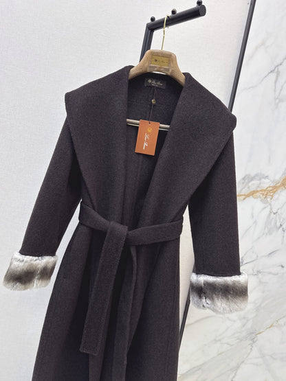 26 Fall/Winter Latest Style Long Double-Faced Wool Coat with Large Lapel