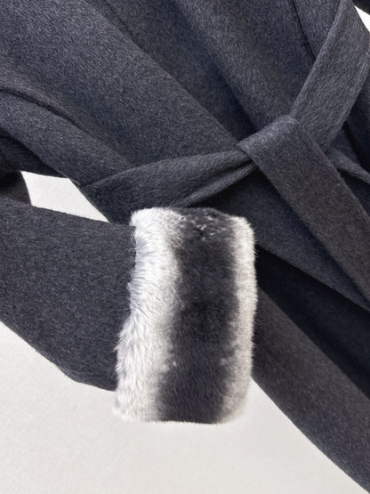 26 Fall/Winter Latest Style Long Double-Faced Wool Coat with Large Lapel