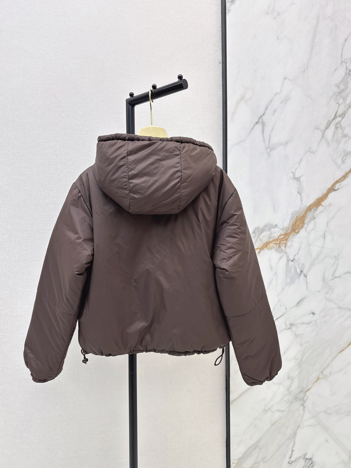 26 Fall/Winter New Hoodie with Logo Letter Metal Zipper Down Jacket