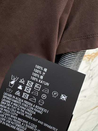 26 Early Autumn Latest Coffee-Colored Faux Two-Piece Patchwork Long-Sleeve T-Shirt