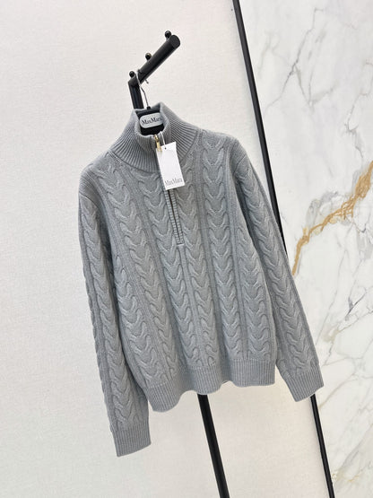 26 Fall/Winter Latest Cable Knit Half-Zip Polo Wool Sweater