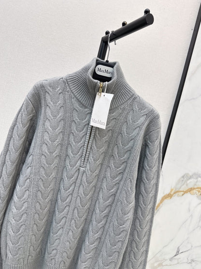 26 Fall/Winter Latest Cable Knit Half-Zip Polo Wool Sweater