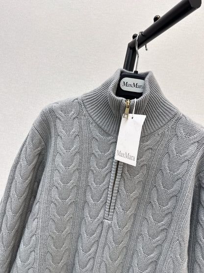 26 Fall/Winter Latest Cable Knit Half-Zip Polo Wool Sweater