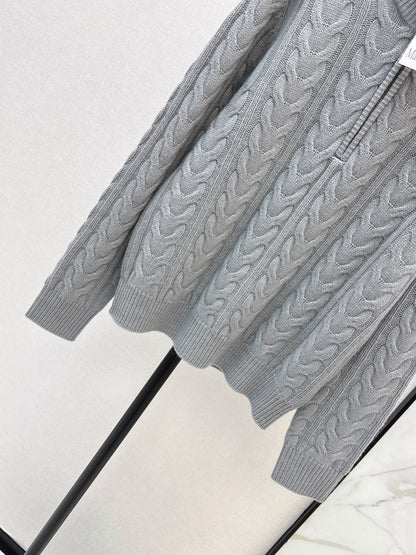 26 Fall/Winter Latest Cable Knit Half-Zip Polo Wool Sweater