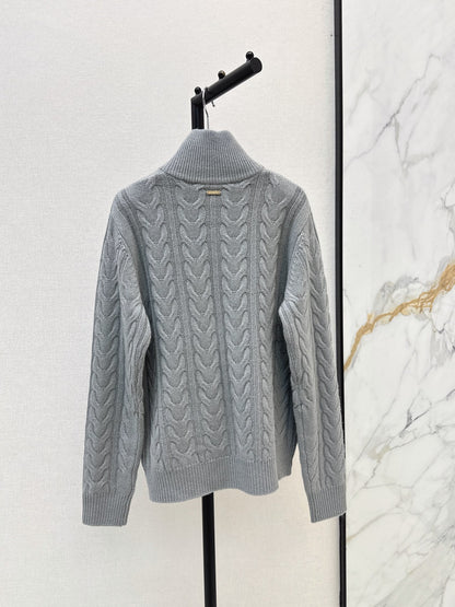 26 Fall/Winter Latest Cable Knit Half-Zip Polo Wool Sweater