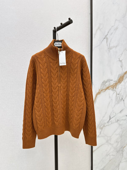 26 Fall/Winter Latest Cable Knit Half-Zip Polo Wool Sweater