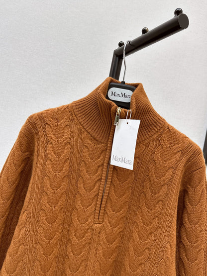 26 Fall/Winter Latest Cable Knit Half-Zip Polo Wool Sweater