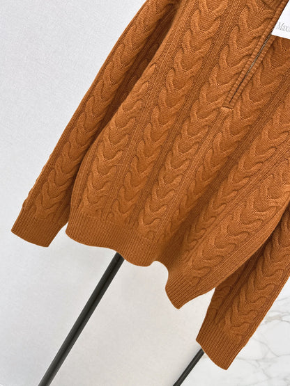 26 Fall/Winter Latest Cable Knit Half-Zip Polo Wool Sweater