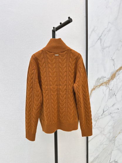 26 Fall/Winter Latest Cable Knit Half-Zip Polo Wool Sweater