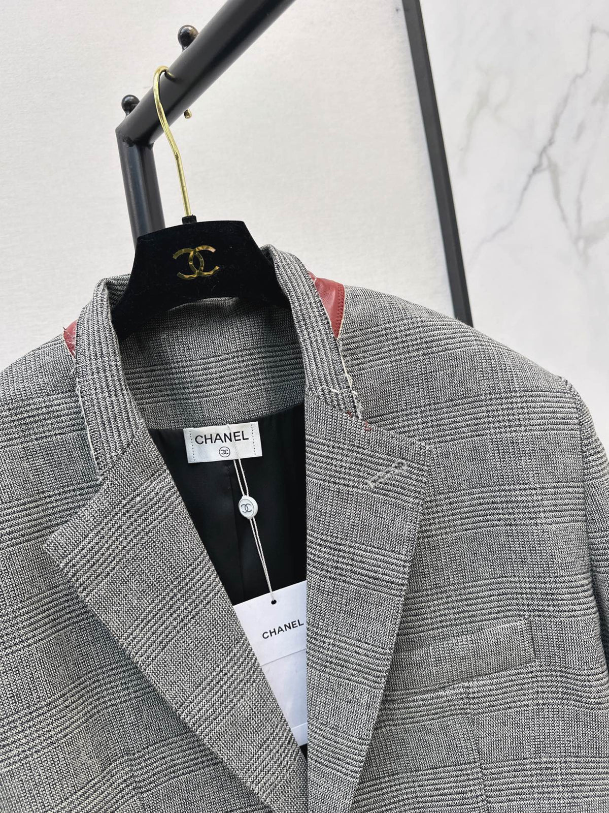 26New Early-Autumn Retro-Chic Grey Plaid Cropped Jacket