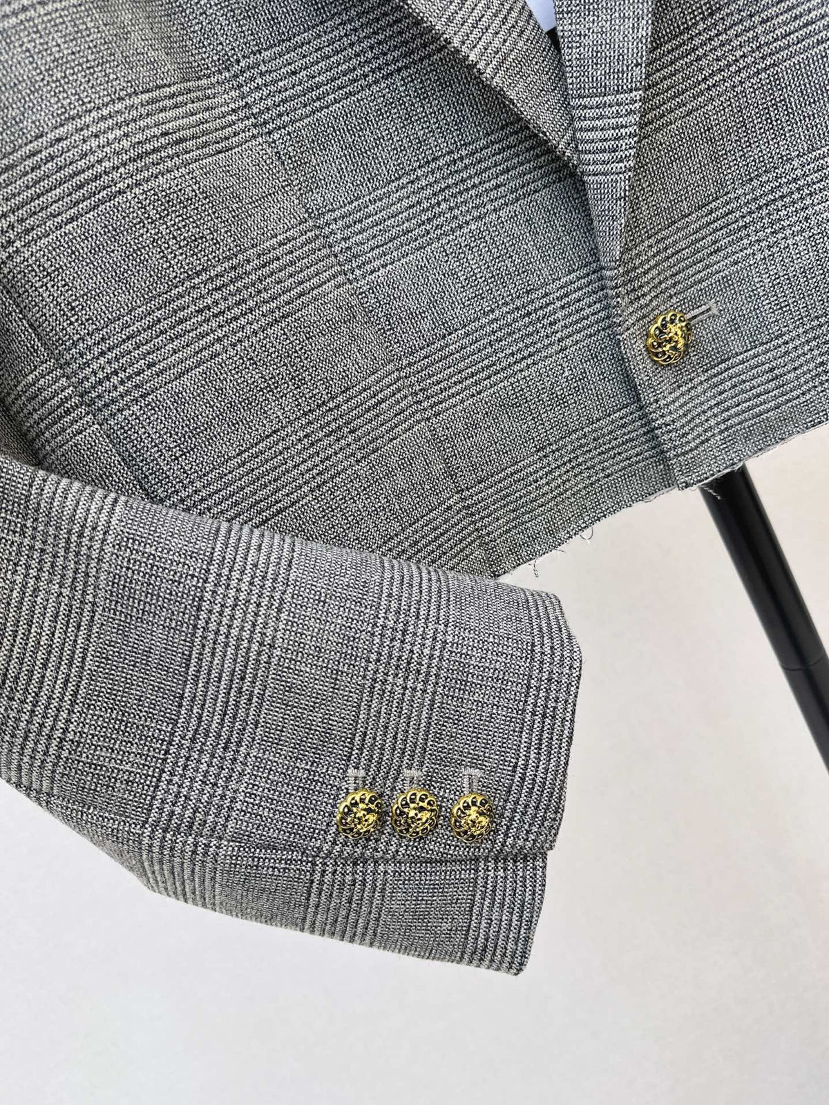 26New Early-Autumn Retro-Chic Grey Plaid Cropped Jacket