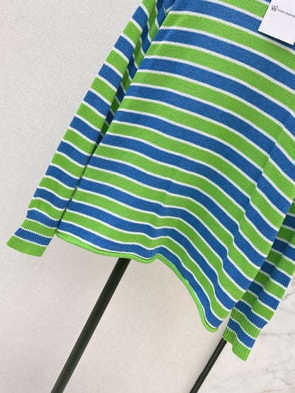 26Latest Autumn/Winter Loose-Fit Striped Sweater with Stick-Figure Motif