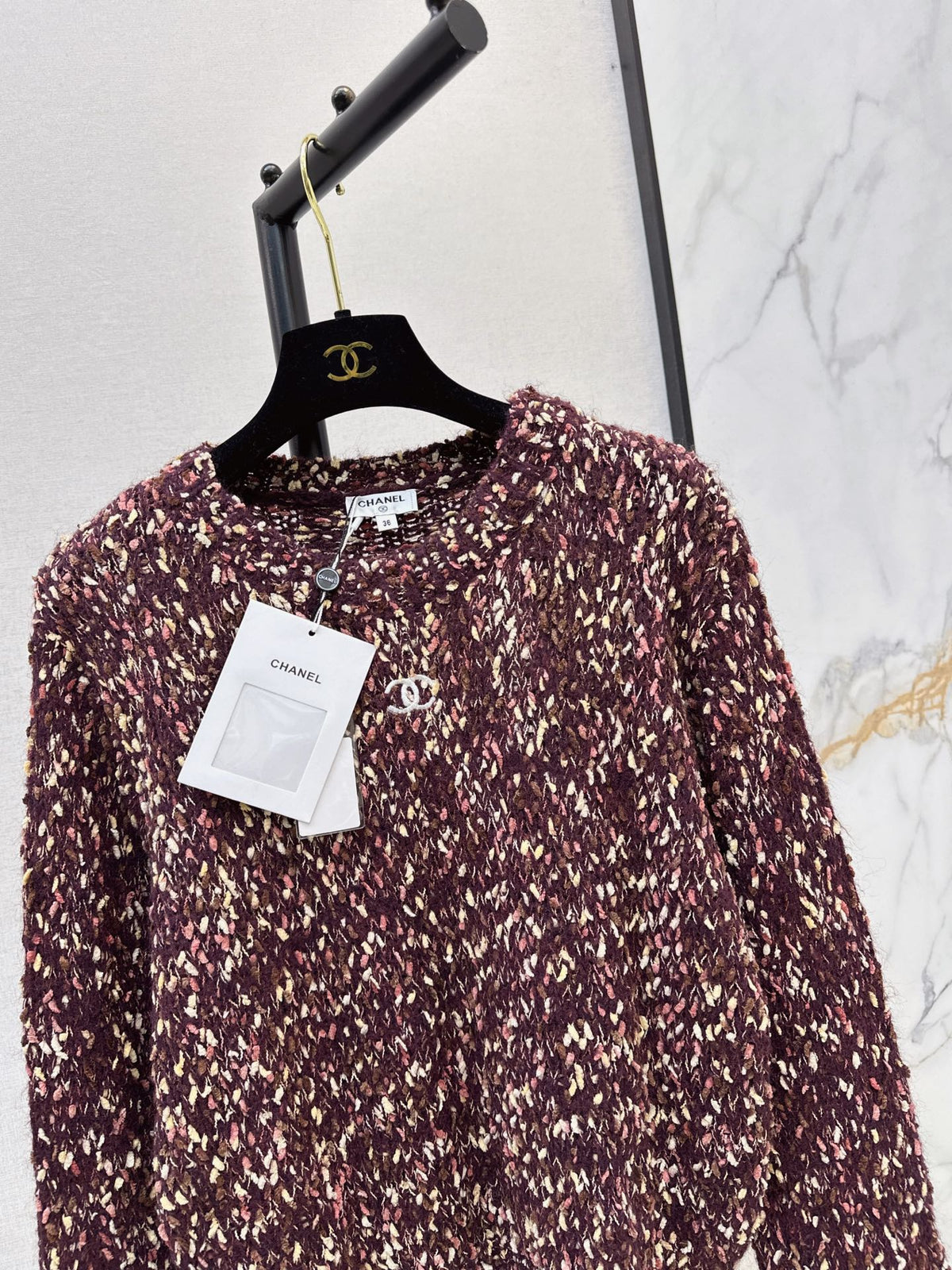 26New Early Autumn Custom-Knit Heathered Crew-Neck Sweater