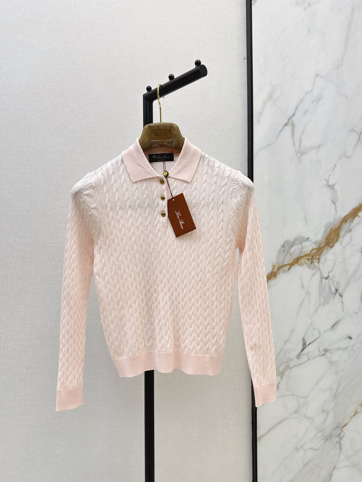 26Latest Autumn/Winter Youthful Pink Polo-Collar Knit Top