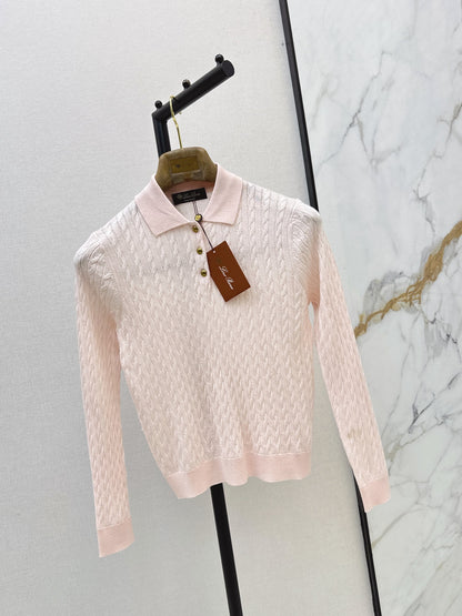 26Latest Autumn/Winter Youthful Pink Polo-Collar Knit Top