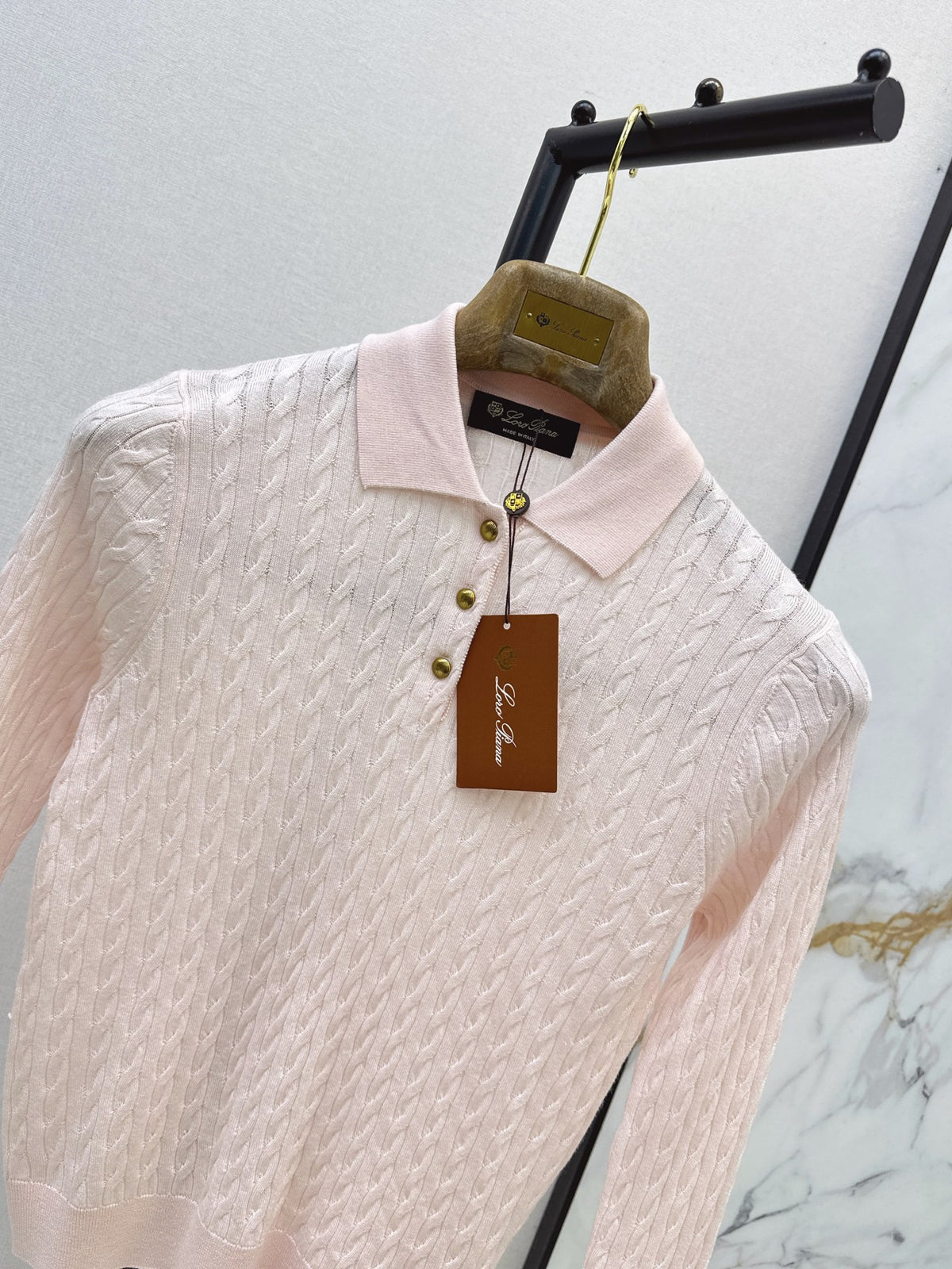 26Latest Autumn/Winter Youthful Pink Polo-Collar Knit Top
