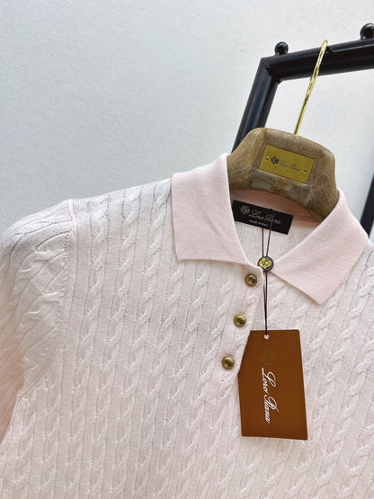26Latest Autumn/Winter Youthful Pink Polo-Collar Knit Top