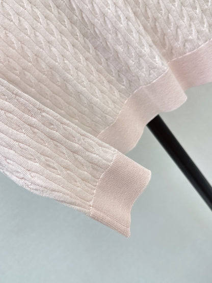 26Latest Autumn/Winter Youthful Pink Polo-Collar Knit Top