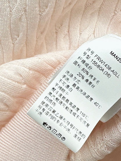 26Latest Autumn/Winter Youthful Pink Polo-Collar Knit Top