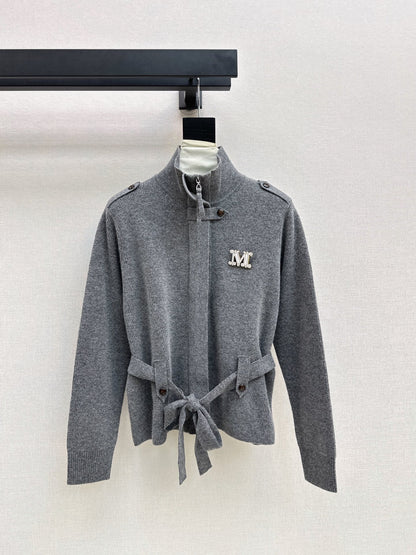 26Early Autumn New Arrival: Logo-Embellished Stand-Collar Cardigan