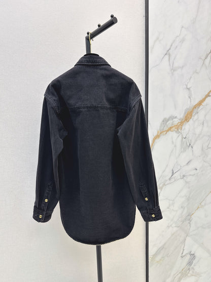 26Latest Autumn/Winter "Coco Girl" Style: Vintage-Wash Denim Jacket with Shirt Collar