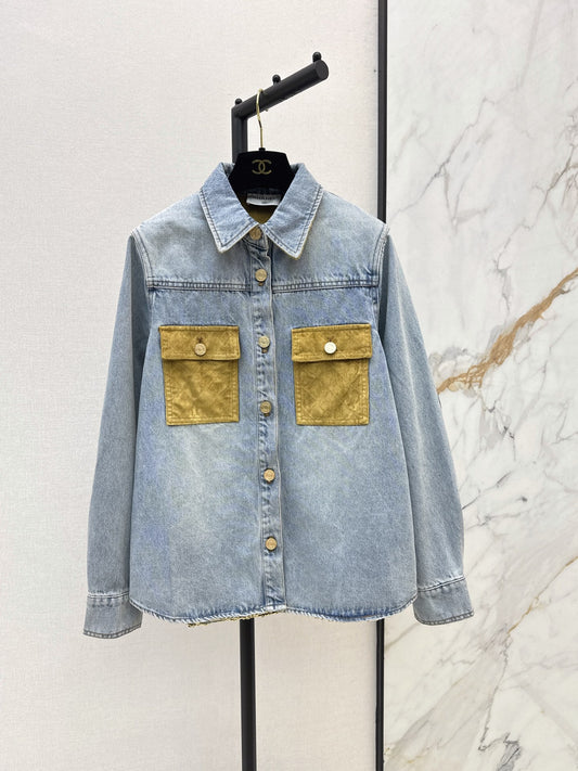 26Latest Autumn/Winter Collared Shirt-Jacket with Suede Paneling