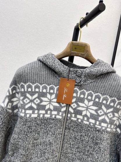 26Latest Autumn/Winter "Old Money" Style Reversible Wool-Blend & Snowflake-Pattern Knit Jacket