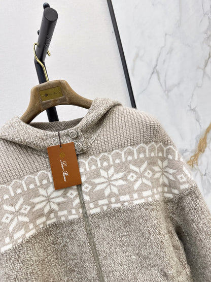 26Latest Autumn/Winter "Old Money" Style Reversible Wool-Blend & Snowflake-Pattern Knit Jacket