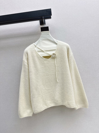 26Latest Autumn/Winter V-Neck Sweater with 3D Floral Embellishments