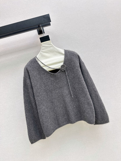26Latest Autumn/Winter V-Neck Sweater with 3D Floral Embellishments