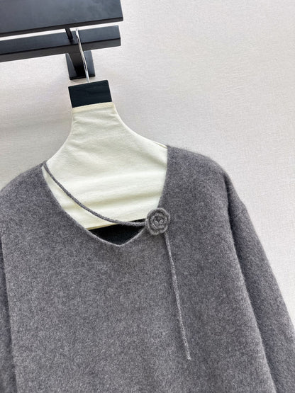 26Latest Autumn/Winter V-Neck Sweater with 3D Floral Embellishments