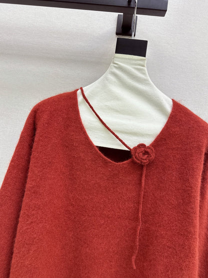 26Latest Autumn/Winter V-Neck Sweater with 3D Floral Embellishments
