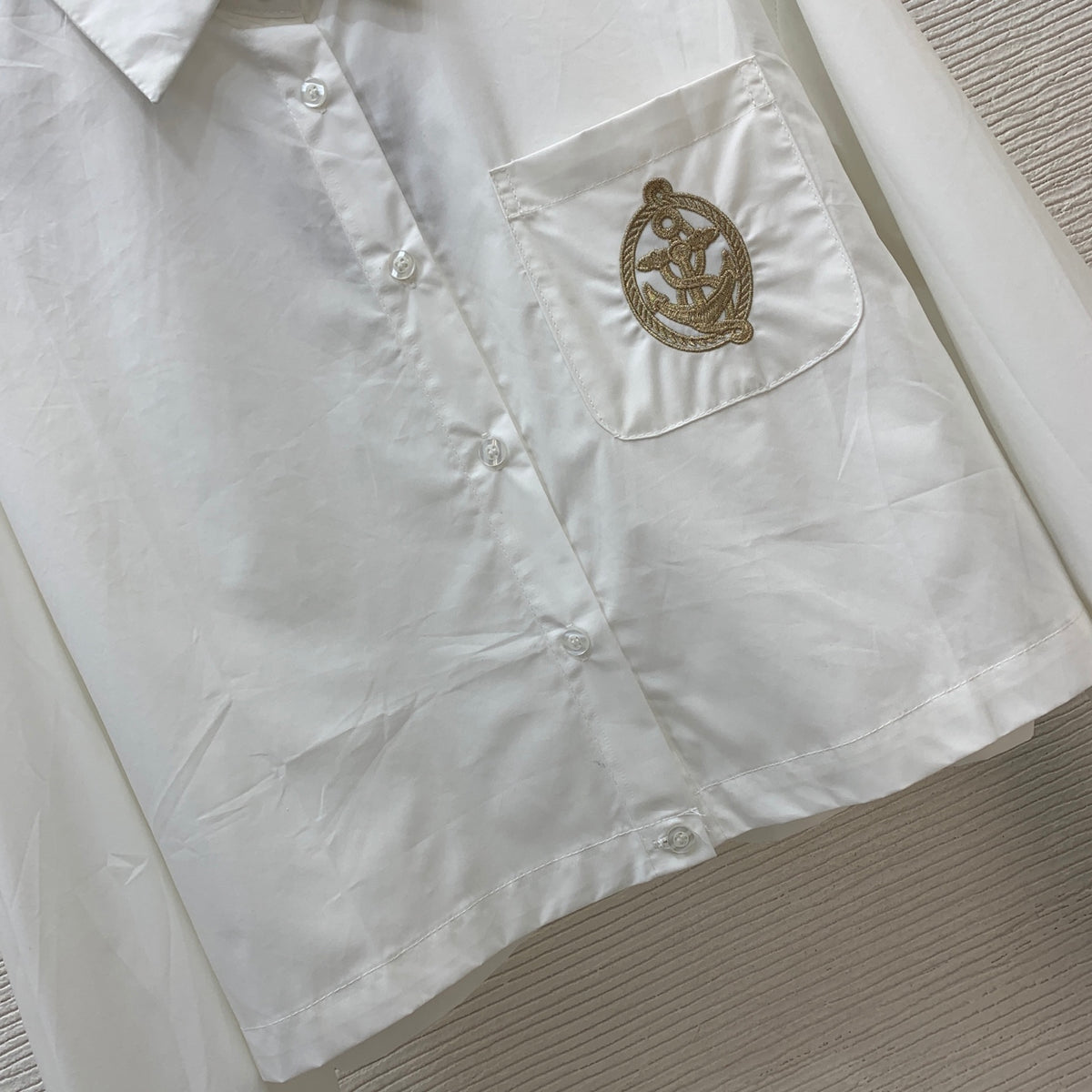 26New Polo-Collar Long-Sleeve Cropped Shirt/Top