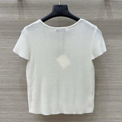 Embroidered-Logo Fitted Knit Tee