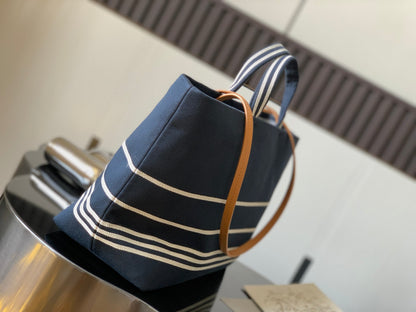 Chanel 2026 Border Tote Bag Blue Brown Denim Canvas Leather