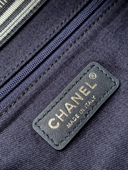Chanel 2026 Border Tote Bag Blue Brown Denim Canvas Leather