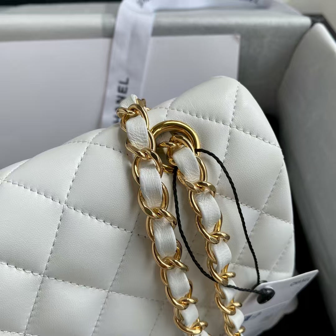𝟐𝟓𝐂𝐦 White Ball Gold--lambskin