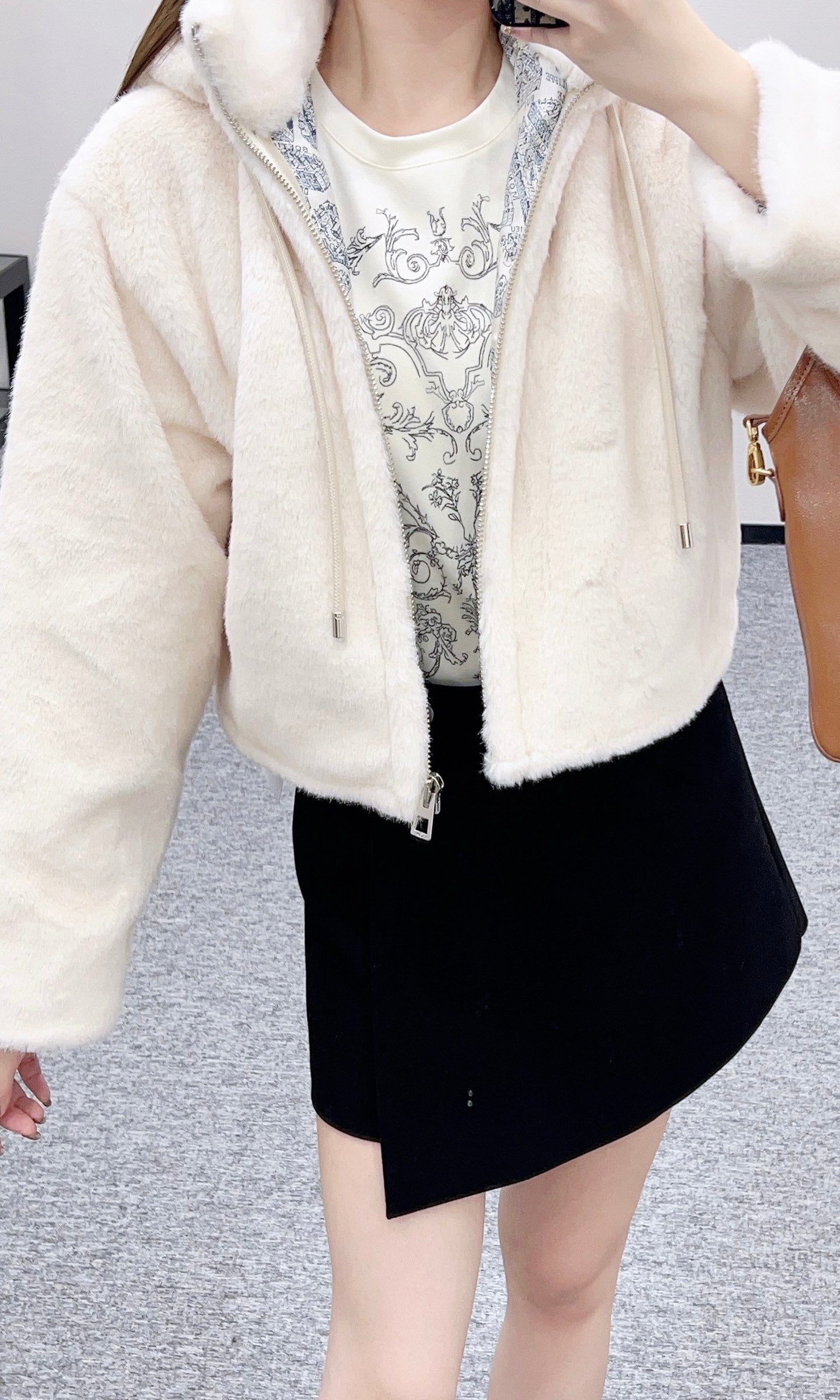 Hooded mink coat