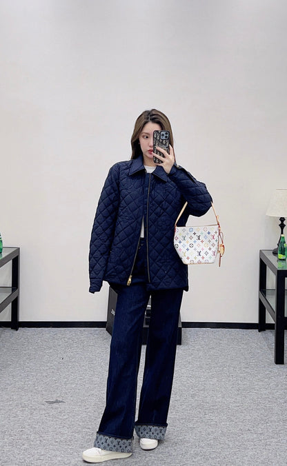 Collar embossed cotton jacket